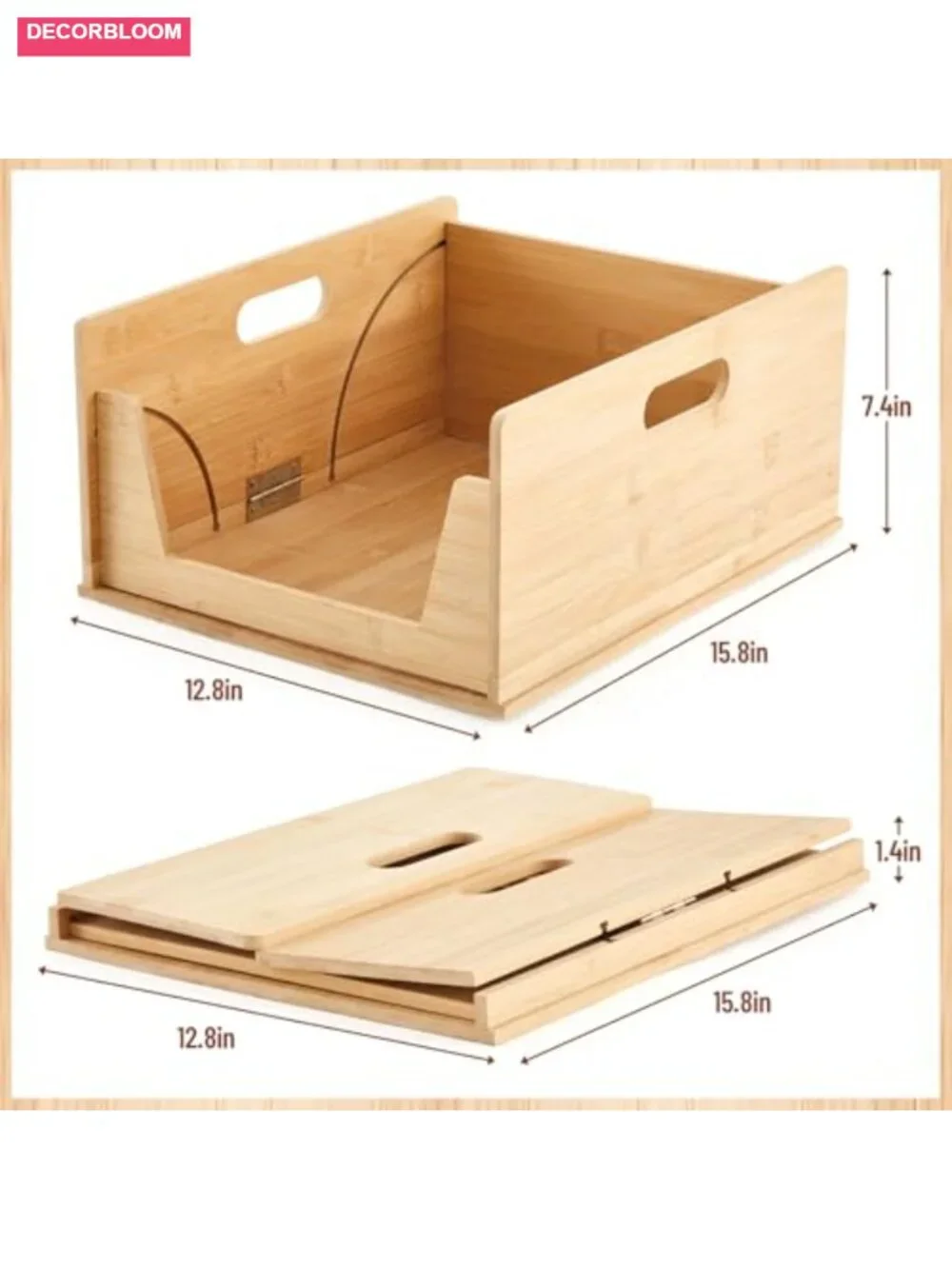 2 Pack Bamboo Stackable Pantry Storage Bins Open Front Organizer